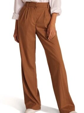 FAVORITE DAUGHTER • the favorite pant in camel pinstripe - size 8 wide leg